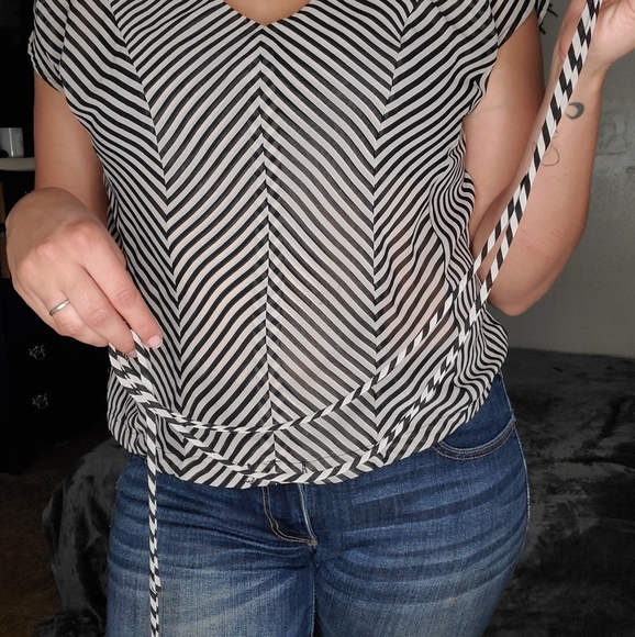 Stripe & Sheer Top - Picture 6 of 8